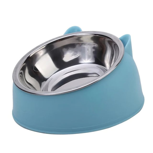 Inclined Stainless Steel Pet Food and Water Bowl for Cats and Small Dogs