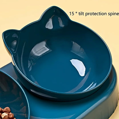 Tilted Pet Feeding Station with Water Dispenser