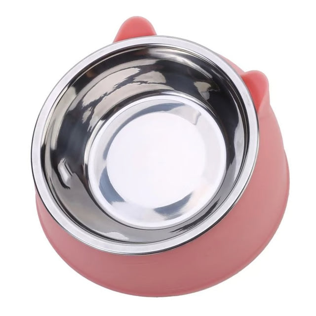 Inclined Stainless Steel Pet Food and Water Bowl for Cats and Small Dogs
