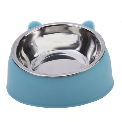 Inclined Stainless Steel Pet Food and Water Bowl for Cats and Small Dogs