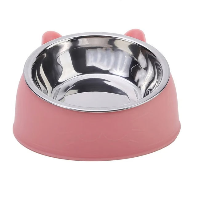 Inclined Stainless Steel Pet Food and Water Bowl for Cats and Small Dogs