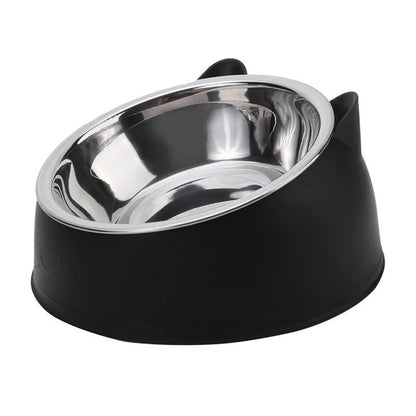 Inclined Stainless Steel Pet Food and Water Bowl for Cats and Small Dogs